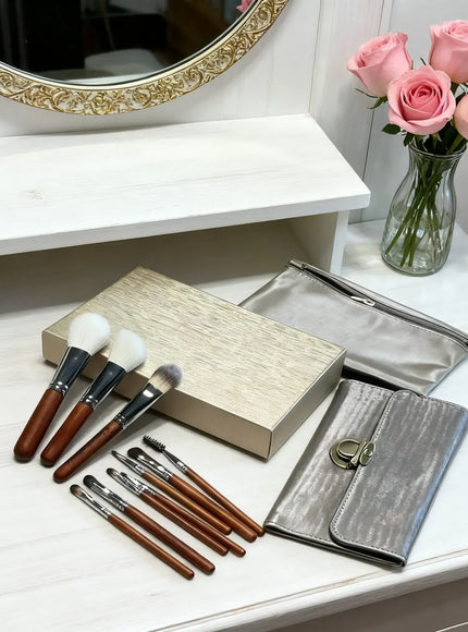 KissICON HZS00302 Luxury Makeup Brush Set With Solid Wood Handle