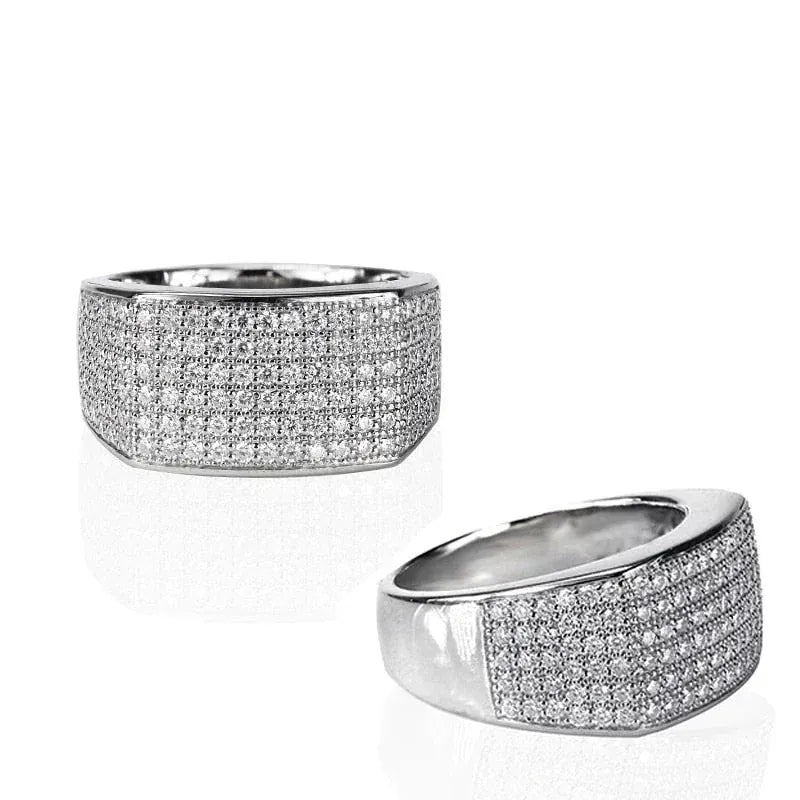 KissICON Iced Out Rings Silver Zircon Crystal Band Ring