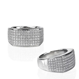 KissICON Iced Out Rings Silver Zircon Crystal Band Ring