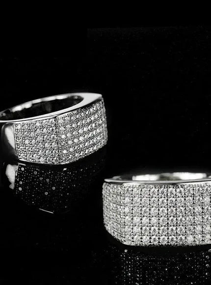KissICON Iced Out Rings Silver Zircon Crystal Band Ring