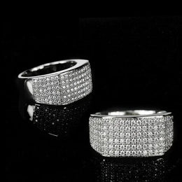 KissICON Iced Out Rings Silver Zircon Crystal Band Ring