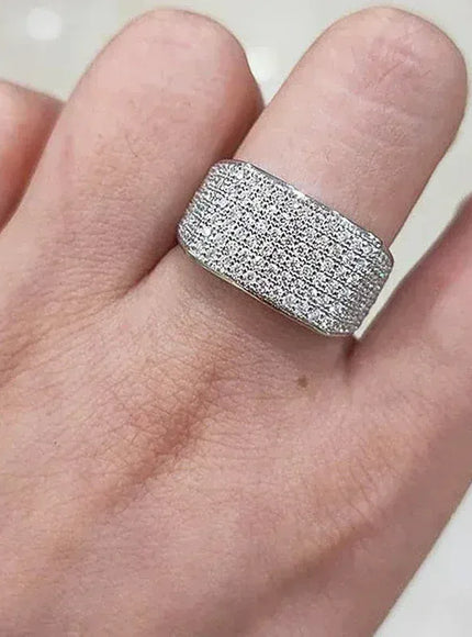 KissICON Iced Out Rings Silver Zircon Crystal Band Ring