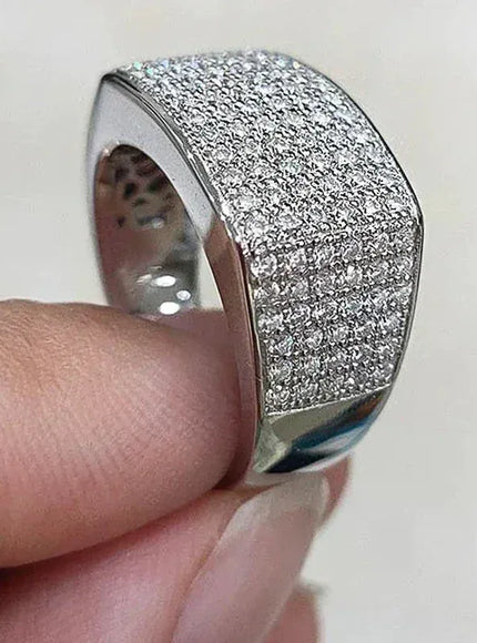 KissICON Iced Out Rings Silver Zircon Crystal Band Ring