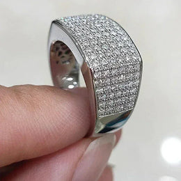 KissICON Iced Out Rings Silver Zircon Crystal Band Ring
