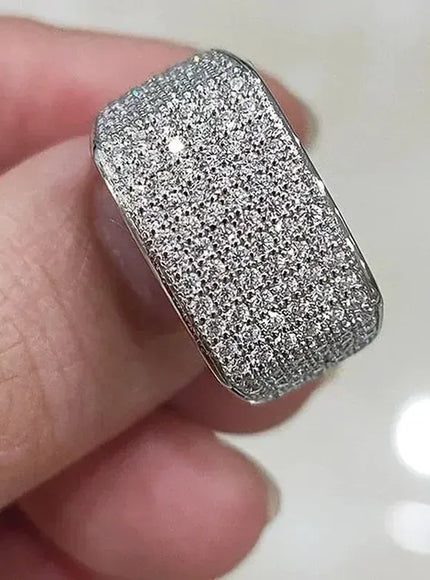 KissICON Iced Out Rings Silver Zircon Crystal Band Ring