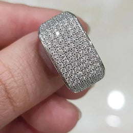 KissICON Iced Out Rings Silver Zircon Crystal Band Ring