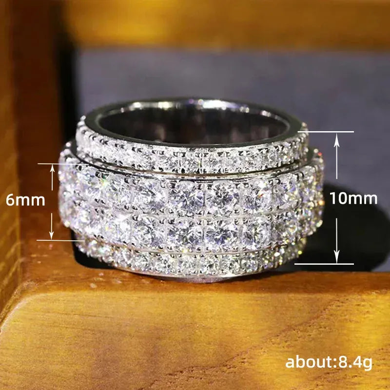 KissICON Iced Out Rings Silver Zircon Crystal Band Ring