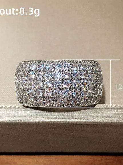 KissICON Iced Out Rings Silver Zircon Crystal Band Ring