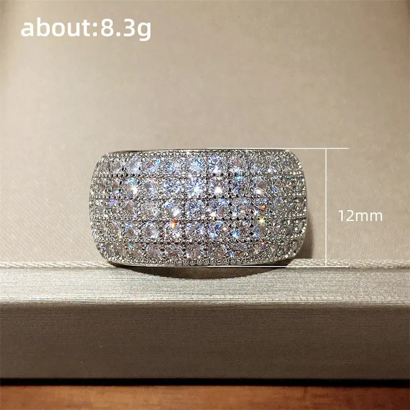 KissICON Iced Out Rings Silver Zircon Crystal Band Ring