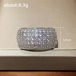 KissICON Iced Out Rings Silver Zircon Crystal Band Ring