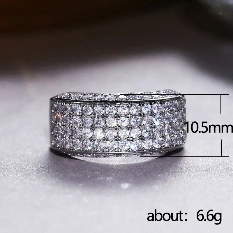 KissICON Iced Out Rings Silver Zircon Crystal Band Ring