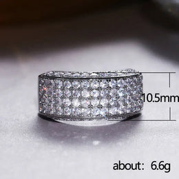 KissICON Iced Out Rings Silver Zircon Crystal Band Ring