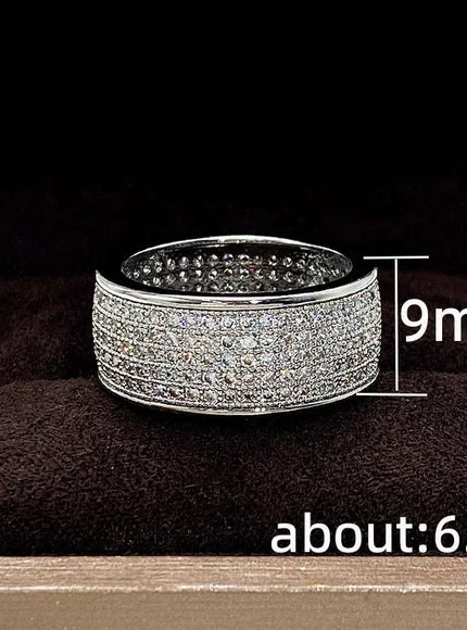 KissICON Iced Out Rings Silver Zircon Crystal Band Ring