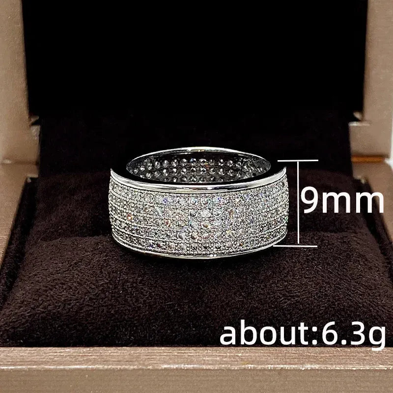 KissICON Iced Out Rings Silver Zircon Crystal Band Ring