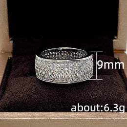 KissICON Iced Out Rings Silver Zircon Crystal Band Ring