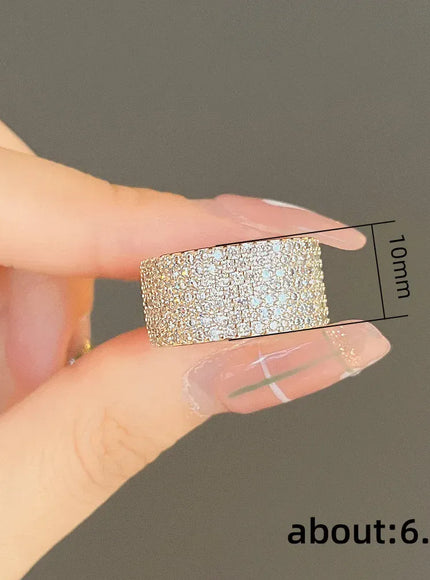 KissICON Iced Out Rings Silver Zircon Crystal Band Ring