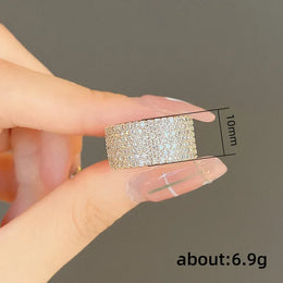 KissICON Iced Out Rings Silver Zircon Crystal Band Ring