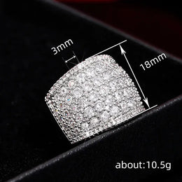 KissICON Iced Out Rings Silver Zircon Crystal Band Ring