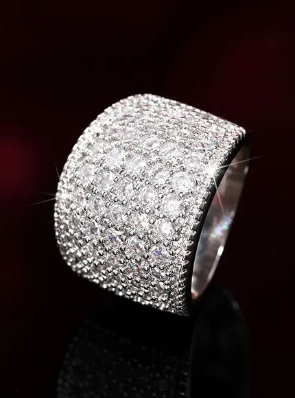 KissICON Iced Out Rings Silver Zircon Crystal Band Ring