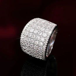 KissICON Iced Out Rings Silver Zircon Crystal Band Ring