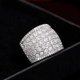KissICON Iced Out Rings Silver Zircon Crystal Band Ring