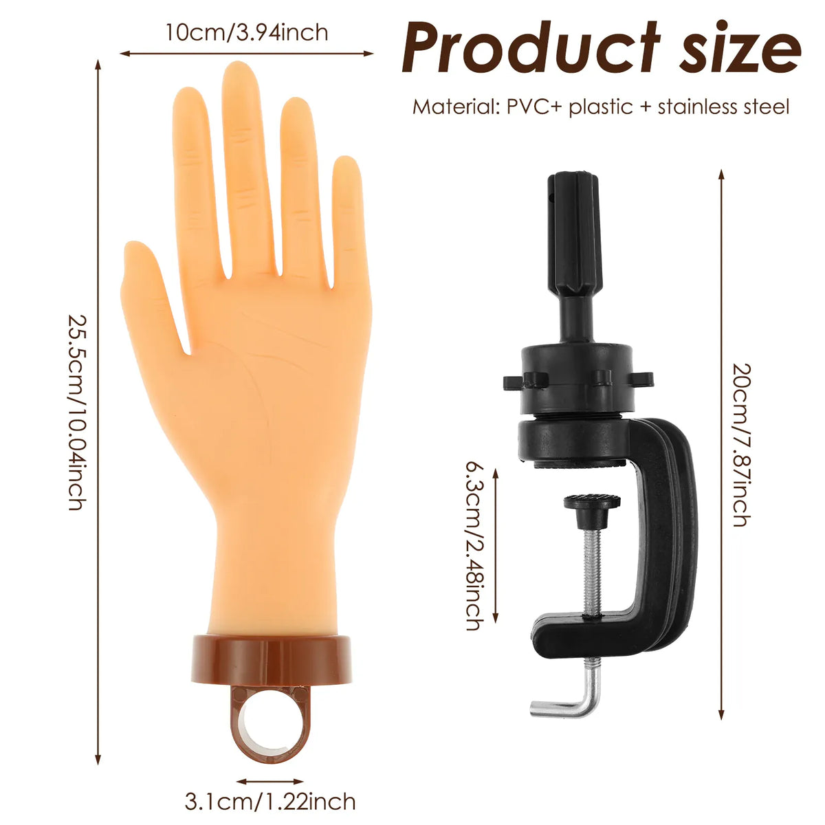 KissICON Illustration set KissIcon Nail Practice Hand with Clamp Holder -