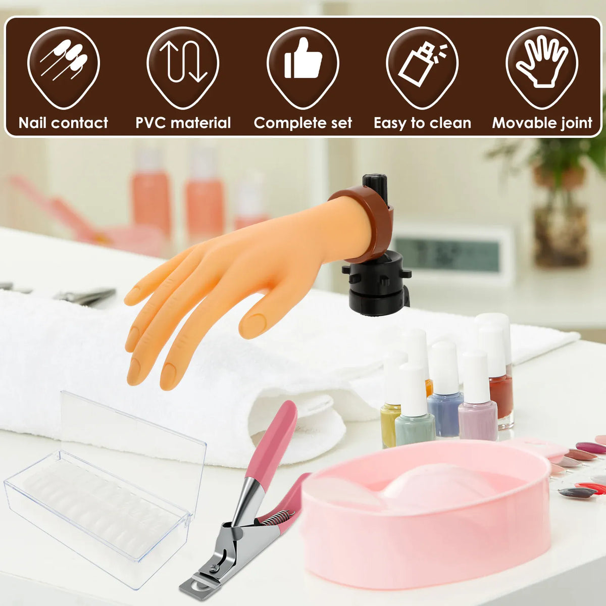 KissICON Illustration set KissIcon Nail Practice Hand with Clamp Holder -