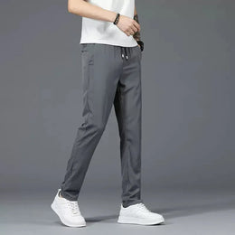 KissICON image color / 5XL Summer Men's Ice Silk Sports Pants Quick Dry Stretch Breathable Casual Straight Fit Trousers for Active Wear