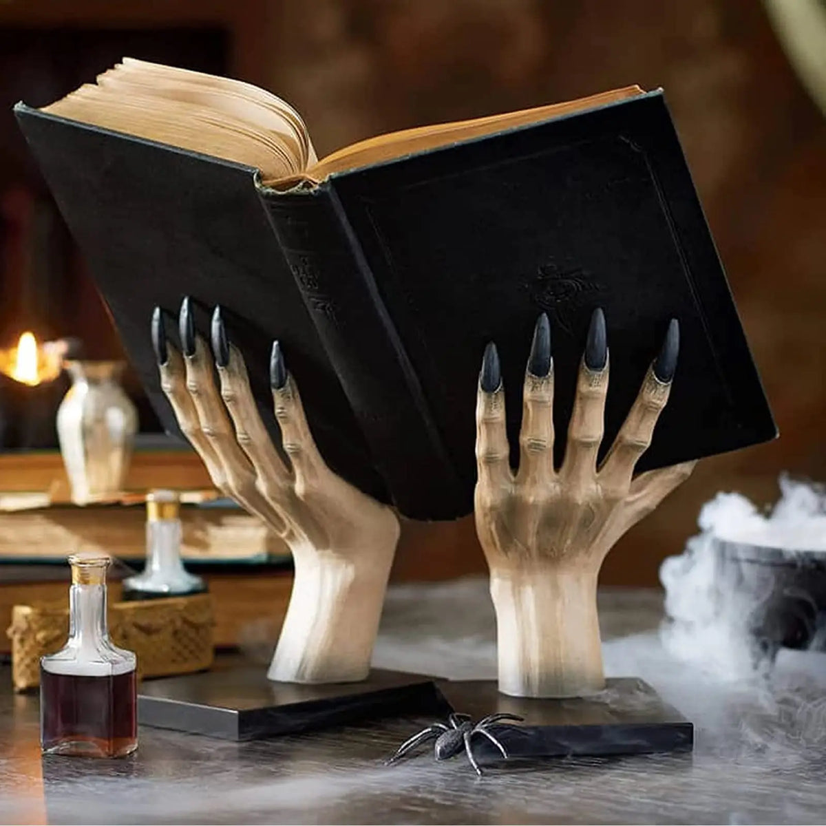 KissICON Image Color Halloween Bookends Decor Gothic Home Decor Bookends Shelves Unique Scary Monster Hand Book Ends Spooky Halloween Room Decor