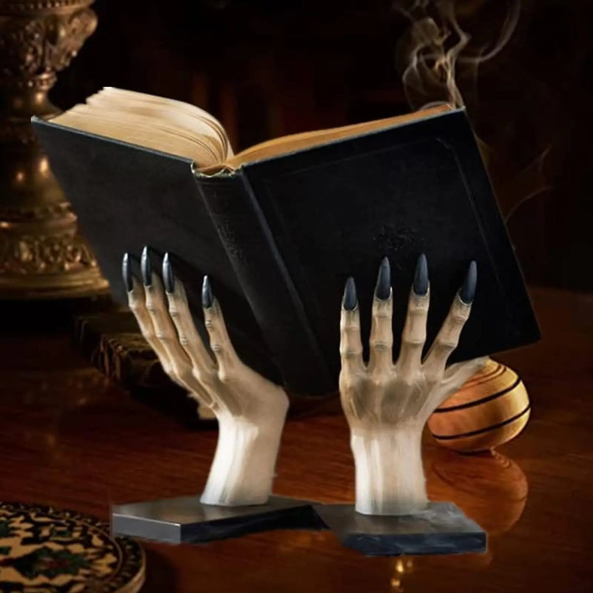 KissICON Image Color Halloween Bookends Decor Gothic Home Decor Bookends Shelves Unique Scary Monster Hand Book Ends Spooky Halloween Room Decor
