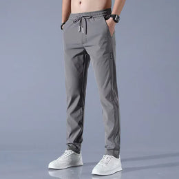 KissICON Image Color3 / M Summer Men Ice Silk Pants Straight Fit Large Size Multi Functional Comfortable Lightweight Quick Dry Sports Trousers