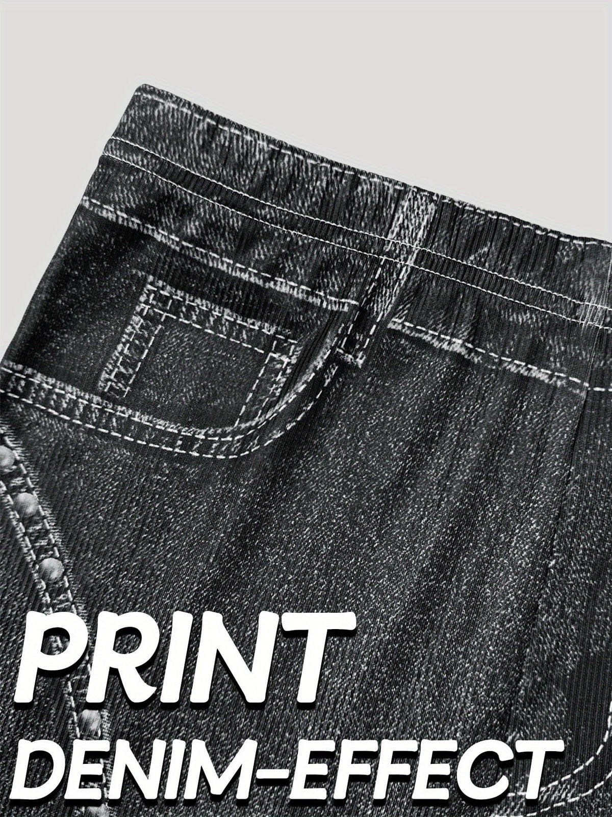jkthpu-45 【imitation denim】Plus Size - Plus-Size Women'S High-Elasticity Autumn