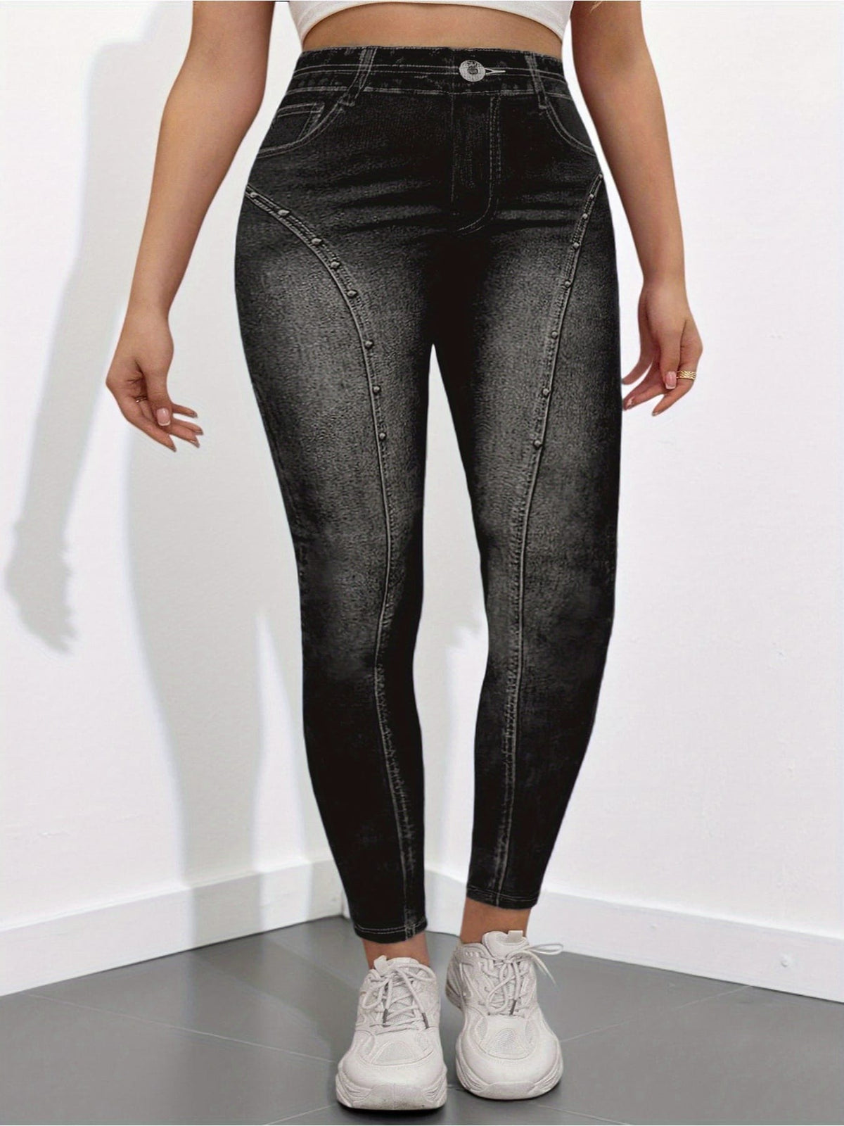 jkthpu-45 【imitation denim】Plus Size - Plus-Size Women'S High-Elasticity Autumn