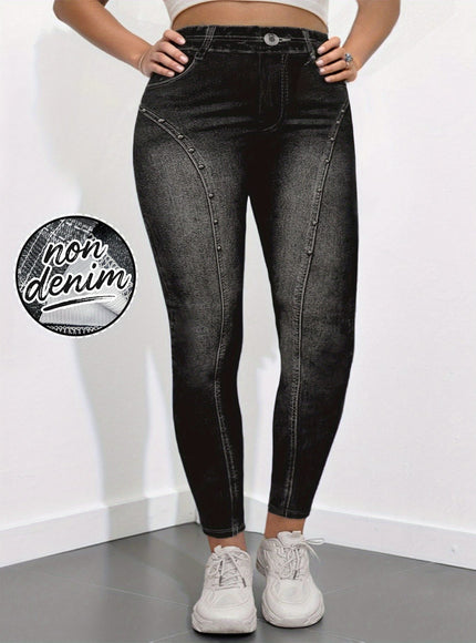 jkthpu-45 【imitation denim】Plus Size - Plus-Size Women'S High-Elasticity Autumn