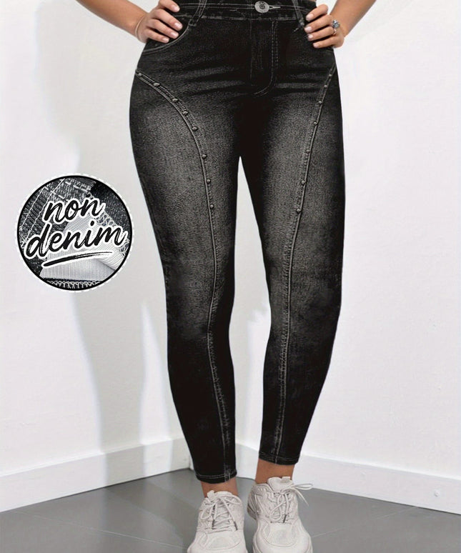 jkthpu-45 【imitation denim】Plus Size - Plus-Size Women'S High-Elasticity Autumn
