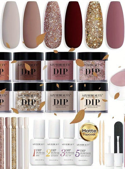 KissICON Independent lady KissIcon AzureBeauty Dip Powder Nail Kit 30Pcs Matte