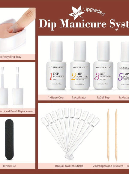 KissICON Independent lady KissIcon AzureBeauty Dip Powder Nail Kit 30Pcs Matte