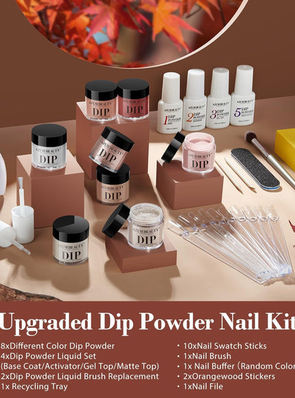 KissICON Independent lady KissIcon AzureBeauty Dip Powder Nail Kit 30Pcs Matte