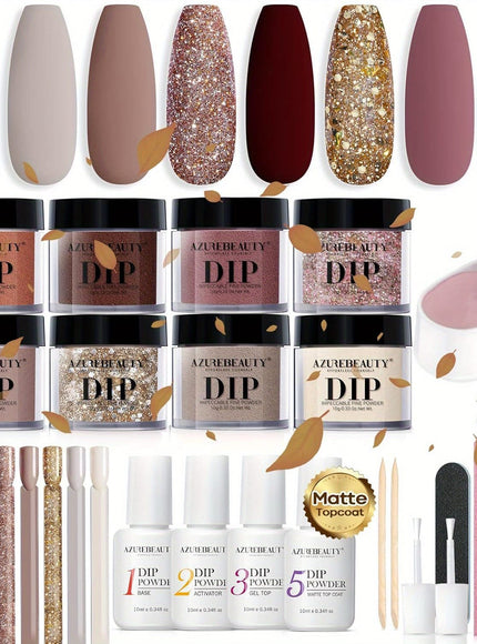 KissICON Independent lady KissIcon AzureBeauty Dip Powder Nail Kit 30Pcs Matte