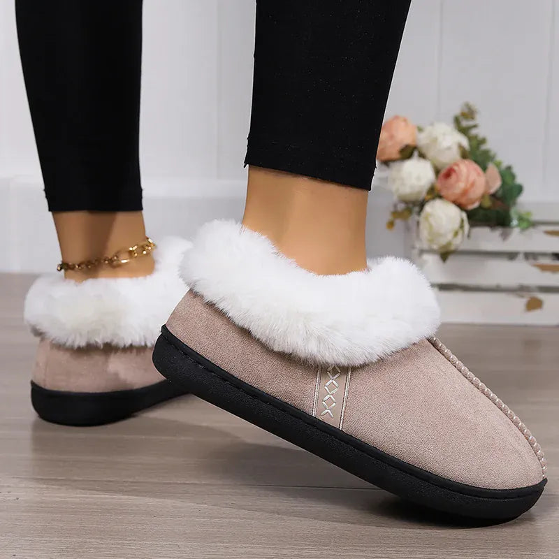 KissICON Indoor Flat Heel Warm Home Slippers Women Bag