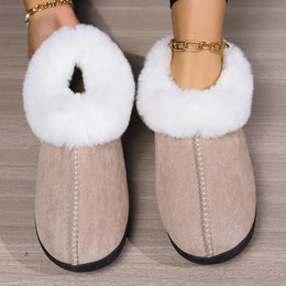 KissICON Indoor Flat Heel Warm Home Slippers Women Bag