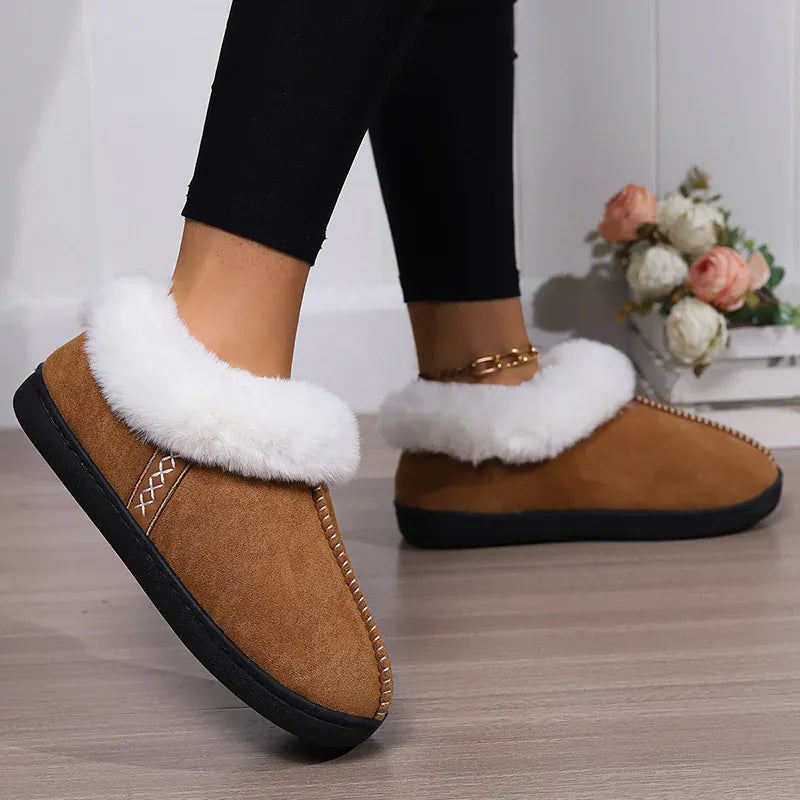 KissICON Indoor Flat Heel Warm Home Slippers Women Bag