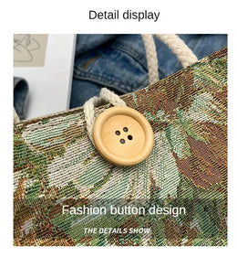 KissICON Ins Hand Linen Students Handbags Top-handle Bags