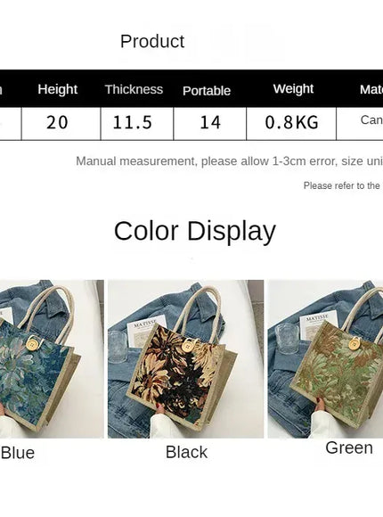 KissICON Ins Hand Linen Students Handbags Top-handle Bags