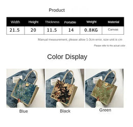 KissICON Ins Hand Linen Students Handbags Top-handle Bags