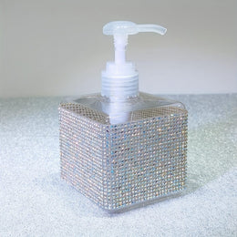 jkthpu-45 Iridescent AB Sparkling Rhinestone 250ml Square Lotion Dispenser Bottle