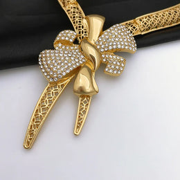 KissICON Italy 18k Gold Plated Women Jewelry Set Classic Design Bowknot Necklace Earring Bracelet And Ring 4PCS Set Jewelry Wedding Party