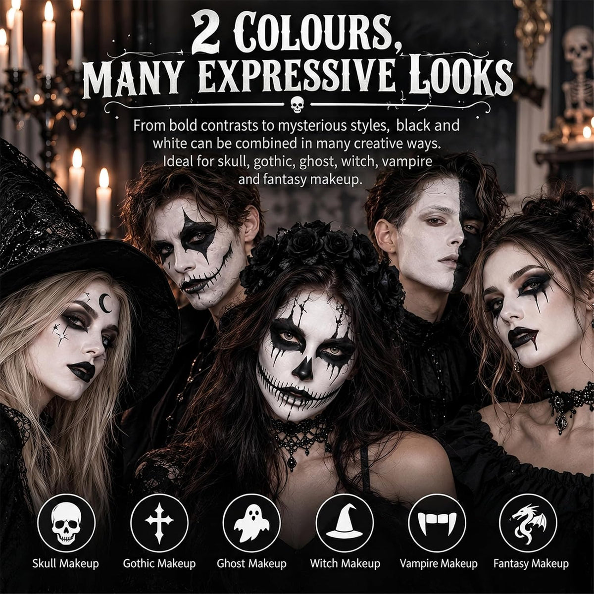 KissICON item 100g Black and White Halloween Face Paint Kit