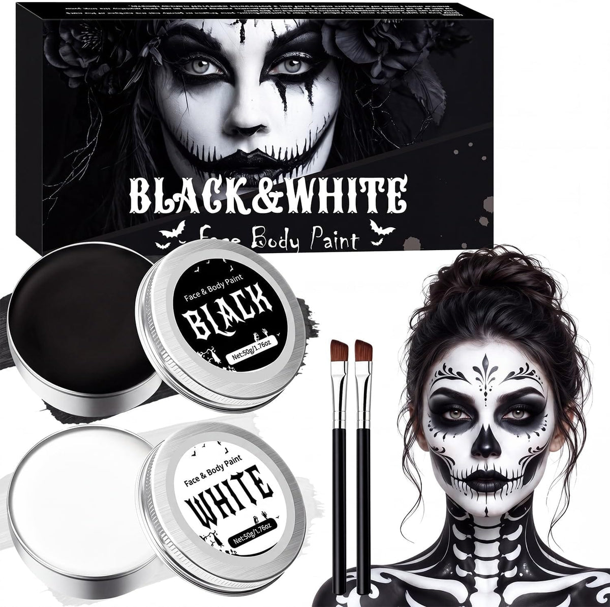 KissICON item 100g Black and White Halloween Face Paint Kit