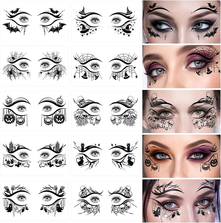 10Piece Halloween Temporary Face Tattoo Stickers Kit